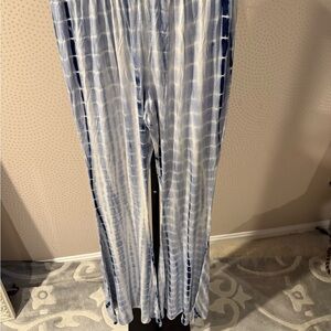 Hayden Blue and White Tie-Dye Flare Pants